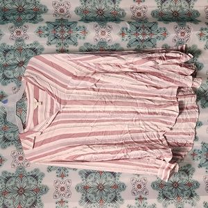 Women Long sleeve strip collard shirt